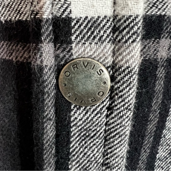 Orvis Women's Large Flannel Plaid Shacket Jacket Snap Button Up Fleece Lining - Picture 5 of 12
